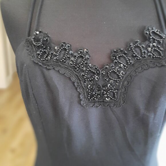 Vintage Two-Piece Black Dress and Beaded Bolero Set Shoulder Pads 80s Prom Fancy - Picture 5 of 7